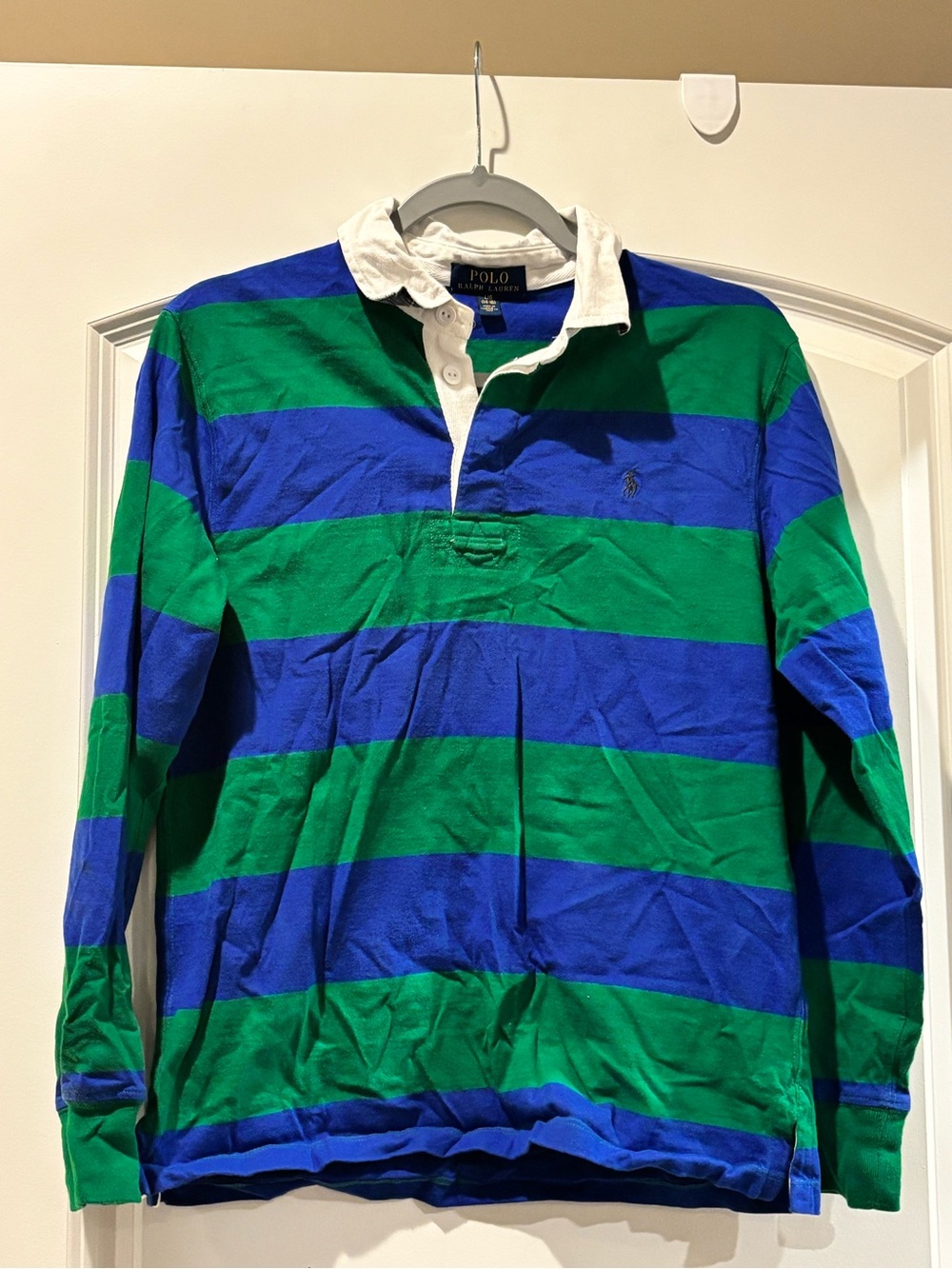 Polo by Ralph Lauren Blue & Green Striped Long-Sleeve Rugby Shirt